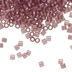 Seed bead, Delica®, glass, pkg/7.5g, #8 round, transparent smoky amethyst (DBL-0711).