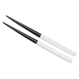 Hair stick, hand-cast resin, white and black, 6 inches, end-drilled. Sold per pkg of 2.