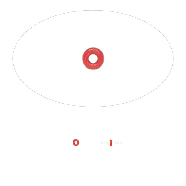 Component, Oh! Ring™, silicone, red, 1.5mm round with 0.5mm hole. Sold per pkg of 1,000. image number 0