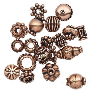 Bead, antiqued copper, 4x1mm-11x5mm assorted shape. Sold per pkg of 20.