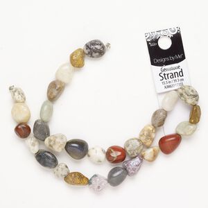 Bead 1pkg1 multi-gemstone, medium nugget, 15 inch mix natural