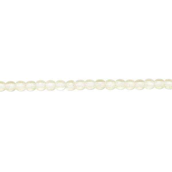 Bead, Czech glass druk, transparent lemon yellow, 3mm round with 0.7-0.8mm hole. Sold per 15-1/2" to 16" strand. image number 0