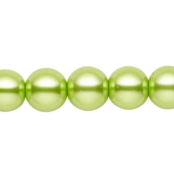 Bead, glass, opaque lime green, 11-12mm round. Sold per 15-1/2" to 16" strand. image number 0