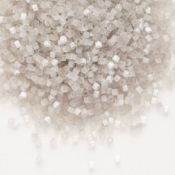 Seed bead, Delica®, glass, pkg/7.5g, #11 round, opaque silk glass enamel light grey (DB-0822). image number 0