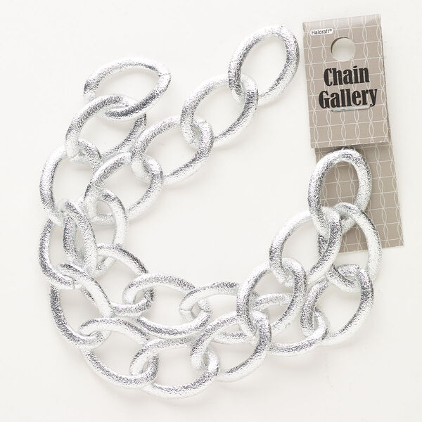 Chain, aluminum, pkg/18 inches, silver, 20-21mm textured curb. image number 0