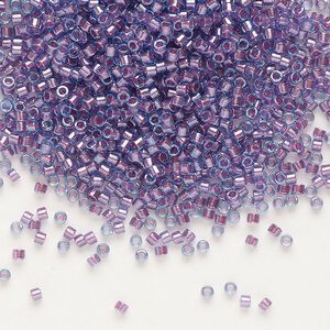 Seed bead, Delica®, glass, pkg/250g, #11 round, translucent orchid-lined luster aqua (DB-0922).