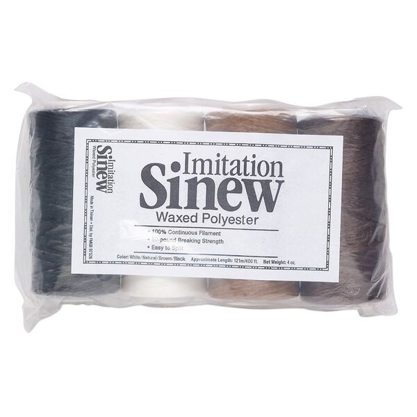 Cord, imitation sinew and waxed polyester, assorted colors, 2mm diameter, 50-pound test. Sold per pkg of (4) 400-foot spools. image number 0
