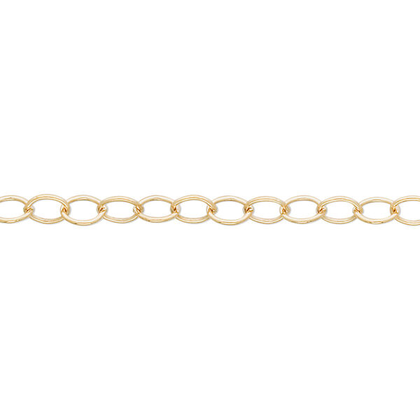 Chain, 14Kt gold-filled, 5x3.75mm oval cable. Sold per pkg of 5 feet. image number 0