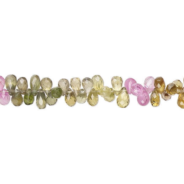 Multi-sapphire 1pkg1, hand-cut top-drilled micro-faceted teardrop bead 8 inch 4x3mm-6x3mm image number 0