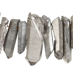 Quartz crystal 1pkg1, electroplated hand-cut top-drilled natural point bead 4 inch 15x4mm-35x8mm