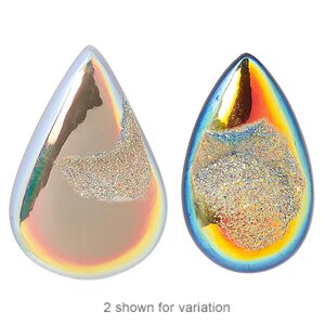 Druzy agate 1pkg1, hand-cut non-calibrated dichroic teardrop cab 20x15mm-32x23mm