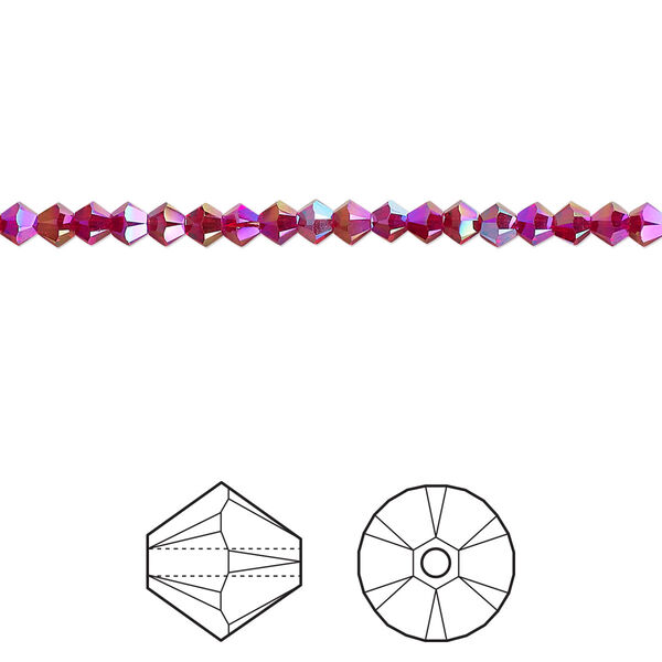 Bead 1440pk Siam shimmer 2X, Swarovski® 3mm XILION bicone 5328 image number 0
