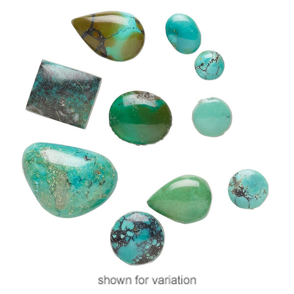 Magnesite / turquoise 1pkg10, non-calibrated freeform cab mix 6mm-25x16mm image number 2