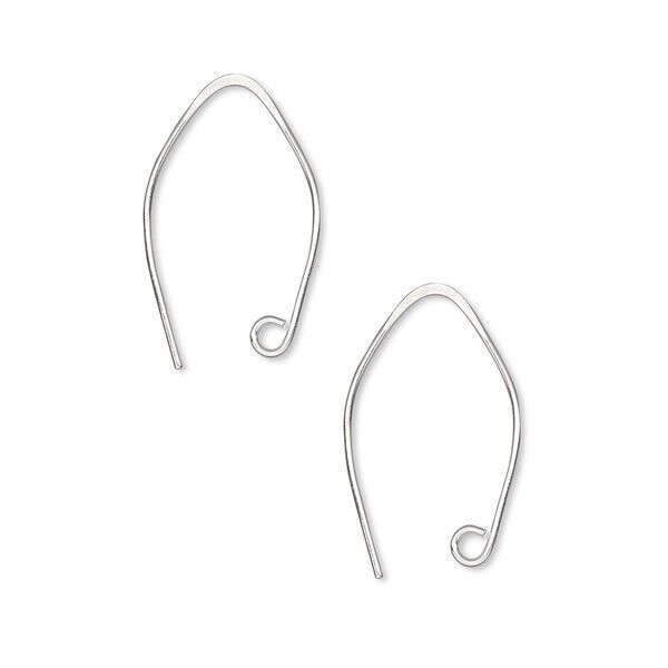 Ear wire, Hill Tribes, silver-plated brass, 19mm marquise with open loop, 22 gauge. Sold per pkg of 5 pairs. image number 0