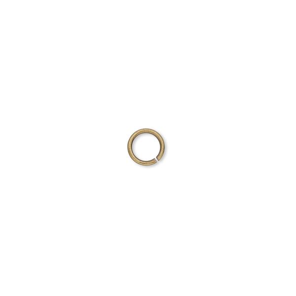 Jump ring, antique gold-plated brass, 5.5mm round, 4mm inside diameter, 20 gauge. Sold per pkg of 100. image number 0