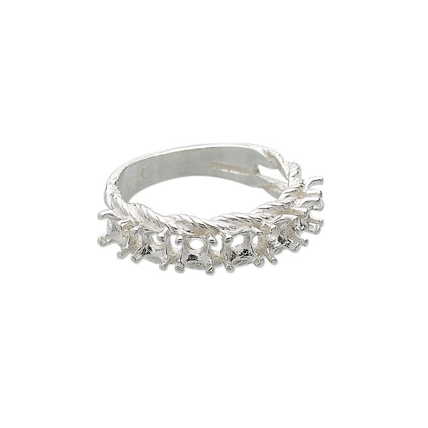 Ring, Sure-Set™, sterling silver, braided band with (7) 3.5mm 4-prong round settings, size 8. Sold individually. image number 0
