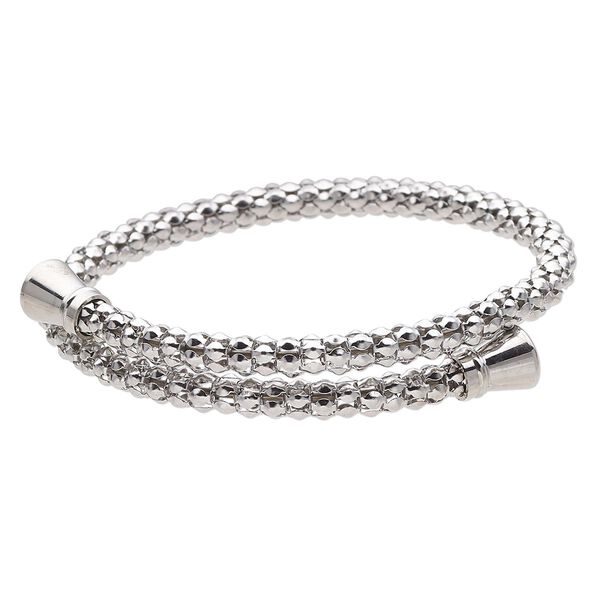 Bracelet, bangle, memory wire and stainless steel, 10mm wide lantern, 9 inches. Sold individually. image number 0