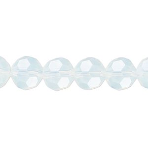 Bead 1pk 32 facets translucent clear frosted, Celestial Crystal® 10mm round 15.5-16 inch