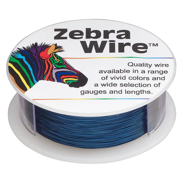 Wire, Zebra Wire™, color-coated copper, sapphire blue, round, 28 gauge. Sold per 1/4 pound spool, approximately 164 yards. image number 0