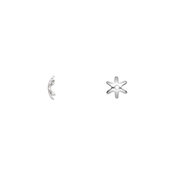 Bead cap, sterling silver, 5x1.5mm star, fits 5-8mm bead. Sold per pkg of 20. image number 0