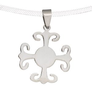 Pendant, stainless steel, 31x27mm. Sold individually.