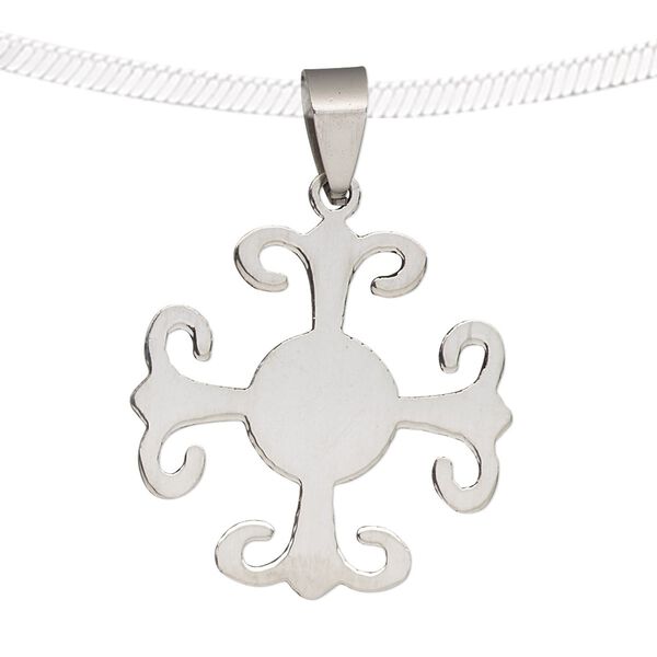Pendant, stainless steel, 31x27mm. Sold individually. image number 0