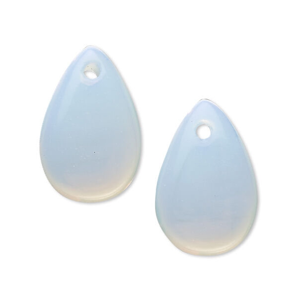 Drop, sea "opal" glass, 23x15mm teardrop. Sold per pkg of 2. image number 0