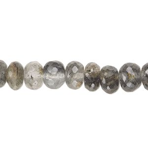 Black spotted quartz 1pkg1, hand-cut faceted rondelle bead natural 14 inch 8x5mm-9x6mm