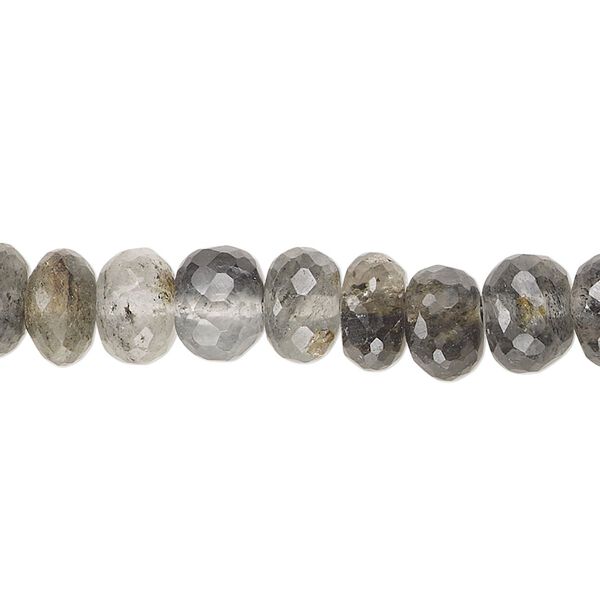 Black spotted quartz 1pkg1, hand-cut faceted rondelle bead natural 14 inch 8x5mm-9x6mm image number 0