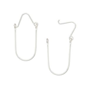 Ear wire 1pkg2 sterling silver, 36mm u-shape, 1 pair