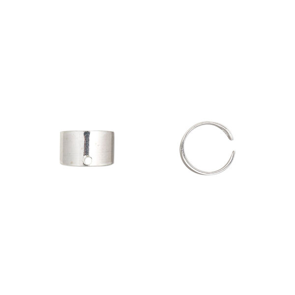 Ear cuff, sterling silver, 5mm with 0.9-1mm hole, adjustable. Sold per pair. image number 0