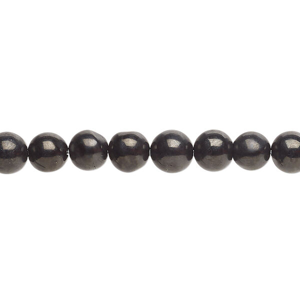 Bead, jet (natural), 6mm round, C grade, Mohs hardness 2-1/2 to 4. Sold per 16-inch strand. image number 0