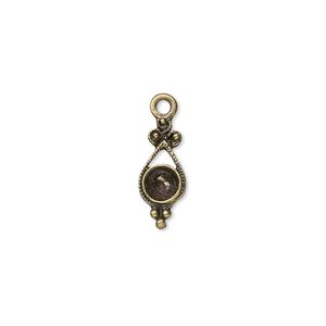 Drop, antique brass-plated "pewter" (zinc-based alloy), 14x6mm teardrop. Sold per pkg of 10.