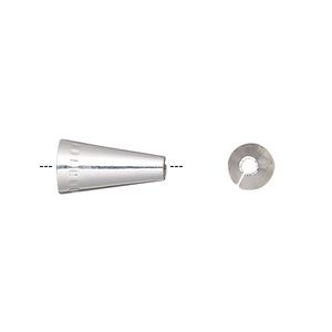 Cone, silver-finished brass, 12x6mm with square pattern, 5mm hole. Sold per pkg of 10.
