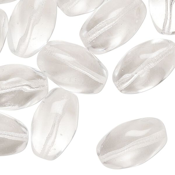 Bead, Czech pressed glass, transparent clear, 18x11mm twisted oval. Sold per 2-ounce pkg, approximately 20 beads. image number 0