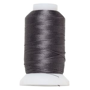 Thread, Purely Silk™, dark grey, size A. Sold per 425-yard spool.