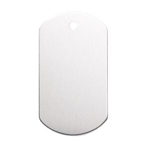Focal, anodized aluminum, silver, 40x22mm double-sided dog tag. Sold per pkg of 2.