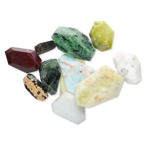 Multi-gemstone 1pkg1, faceted freeform bead 1/4 lb mix 15x10mm-50x30mm