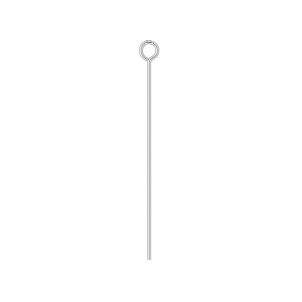 Eye pin, silver-plated brass, 1-1/4 inches, 24 gauge. Sold per pkg of 100. image number 0