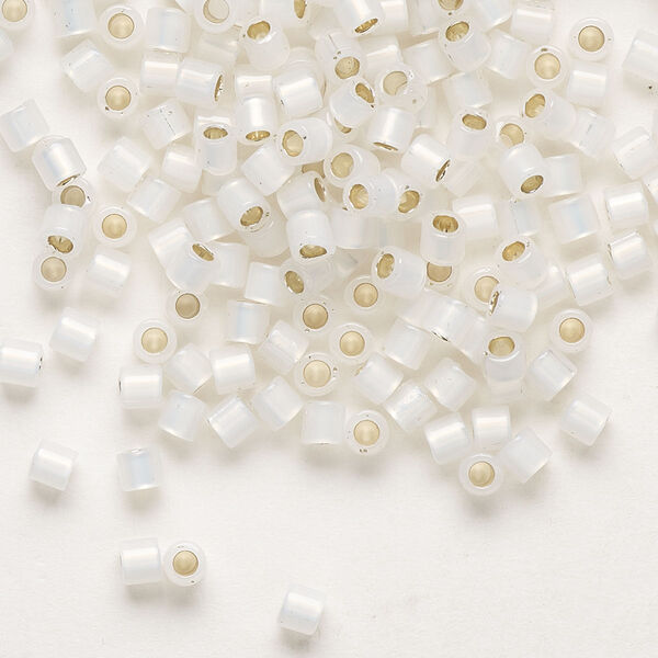 Seed bead, Delica®, glass, pkg/7.5g, #8 round, translucent silver-lined opal (DBL-0221). image number 0