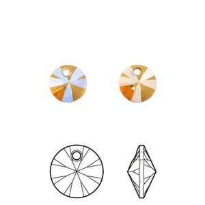 Drop 1pkg144 dark orange TCF™, Swarovski®, 8mm pendant mini round disc 6428
