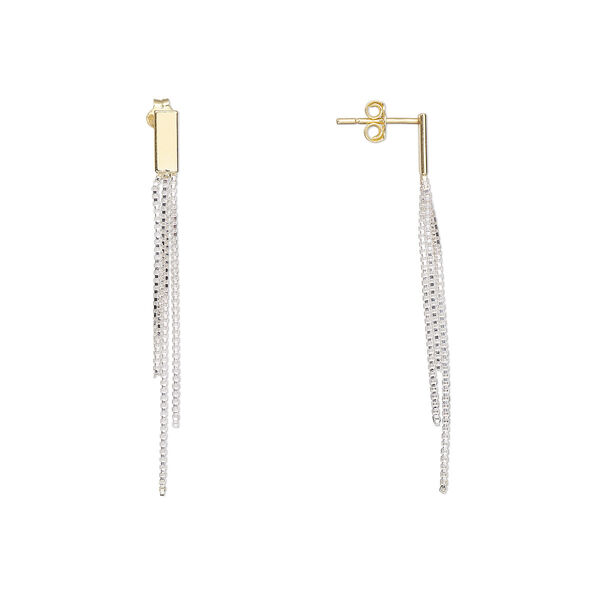 Earstud, Create Compliments®, "vermeil" and sterling silver, 48mm rectangle with dangle. Sold per pair. image number 0