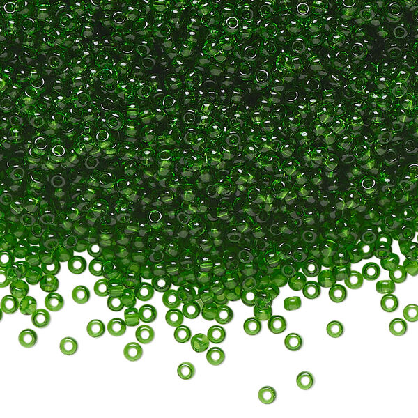 Seed bead, Preciosa Ornela Czech glass, pkg/50g, #11 rocaille, transparent green, (50120). image number 0