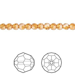 Bead 12pk topaz, Crystal Passions® 4mm round 5000
