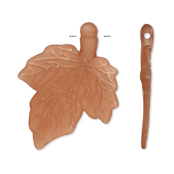 Focal, acrylic, frosted light brown, 33x26mm side-drilled leaf. Sold per pkg of 50. image number 0
