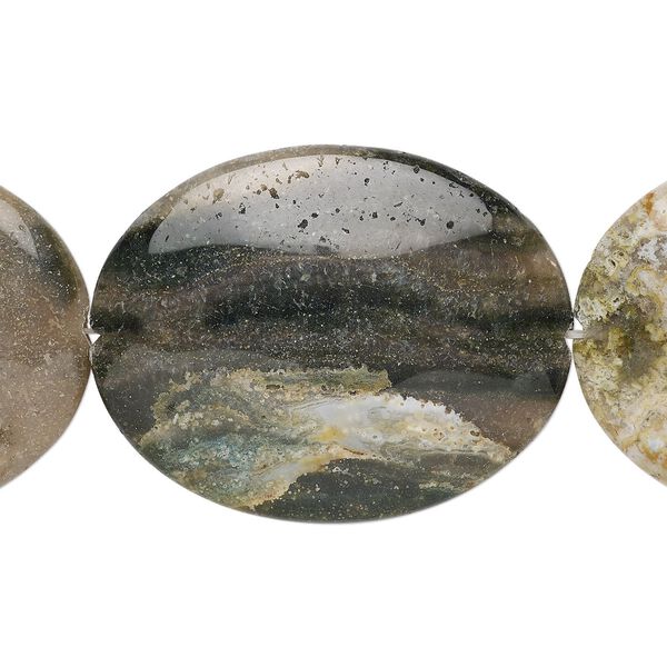 Ocean jasper 1pkg1, flat oval bead natural 15.5-16 inch 50x40mm image number 0