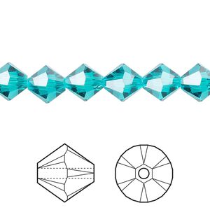 Bead 288pk blue zircon, Swarovski® 8mm XILION bicone 5328