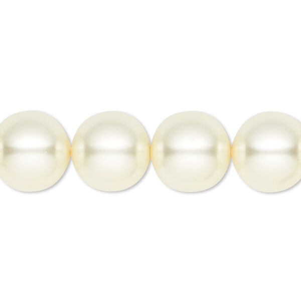 Bead, crystal pearl, ivory, 12mm round. Sold per 15-1/2" to 16" strand, approximately 30 beads. image number 0