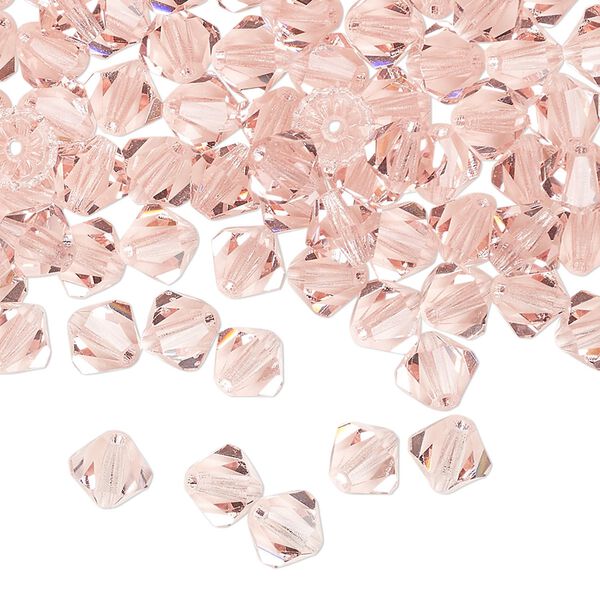 Bead 144pk light rose, Preciosa Czech crystal 6mm bicone image number 0