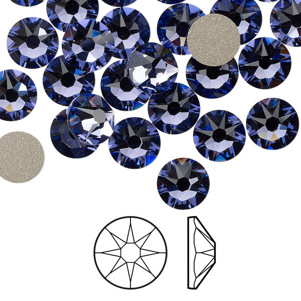 Flat back 144pk tanzanite foil back, Swarovski® 7.07-7.27mm rose round SS34 2088 image number 0